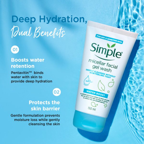 Simple Water Boost Micellar Facial Gel Wash 150ml - Image 5